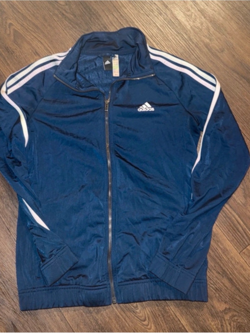 adidas Navy Full-Zip Track Jacket with White Stripes